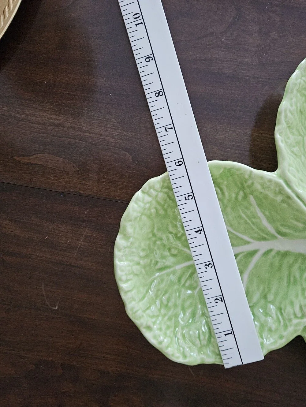 Vintage Olfaire Portugal Cabbage Ware Green 3 Section Divided Serving Dish P2414